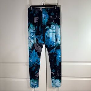 Lily by Firmiana Floral Leggings Blue/Black  L/XL